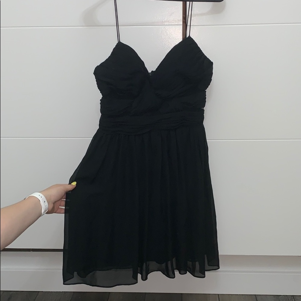 Short black dress with mesh